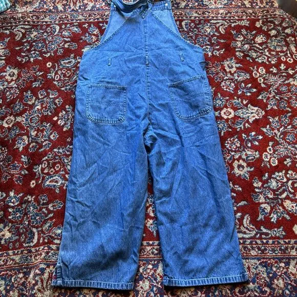 Agapo 90s Women Denim Overalls American Flag Blue Jean USA Embroidered M VTG - Picture 5 of 6